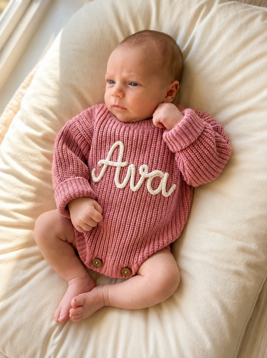 Personalized Baby Knit Gift Set | Sweater, Blanket, Beanie & Booties