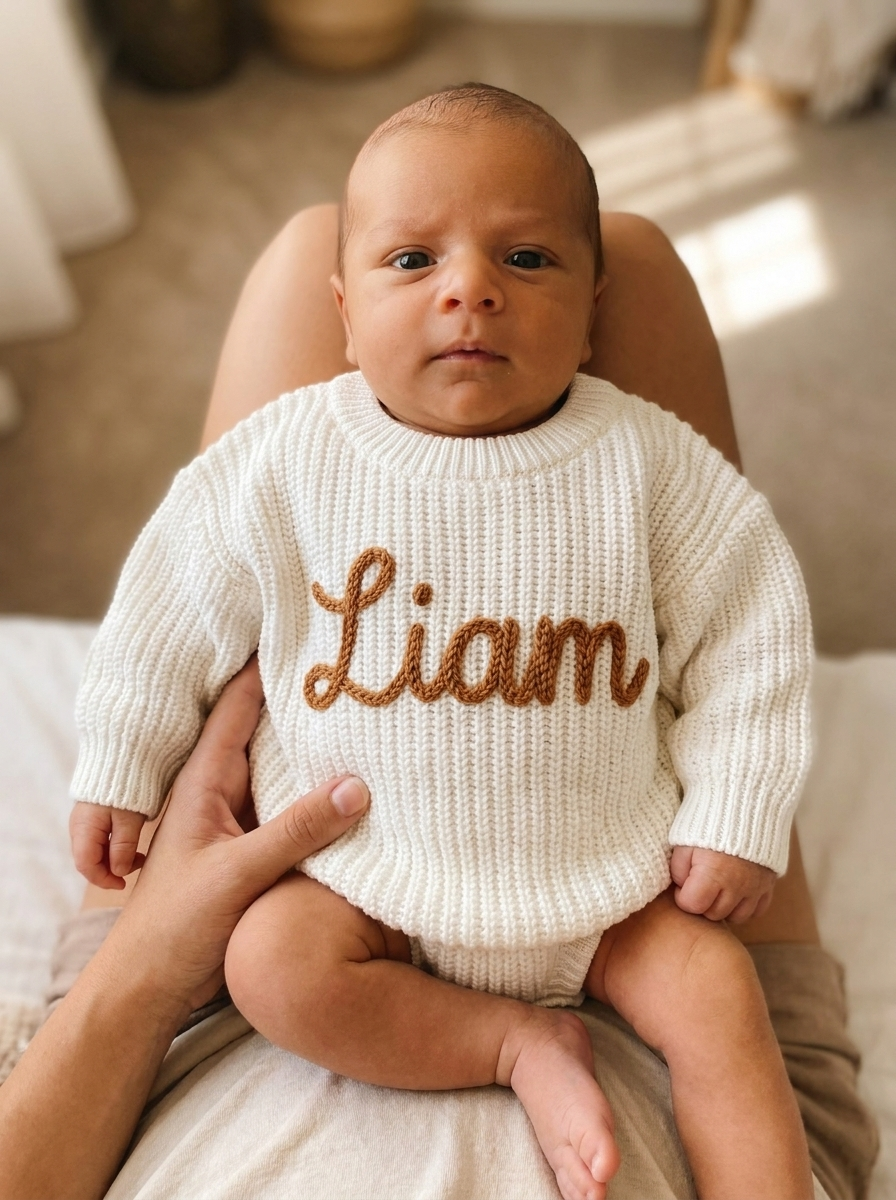 Personalised Baby Knit Sweater | Jersey & Romper