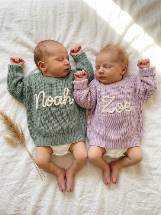 Personalized Baby Knit Sweater | Sibling Bundle