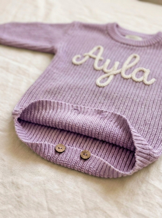 Personalised Baby Knit Sweater | Jersey & Romper