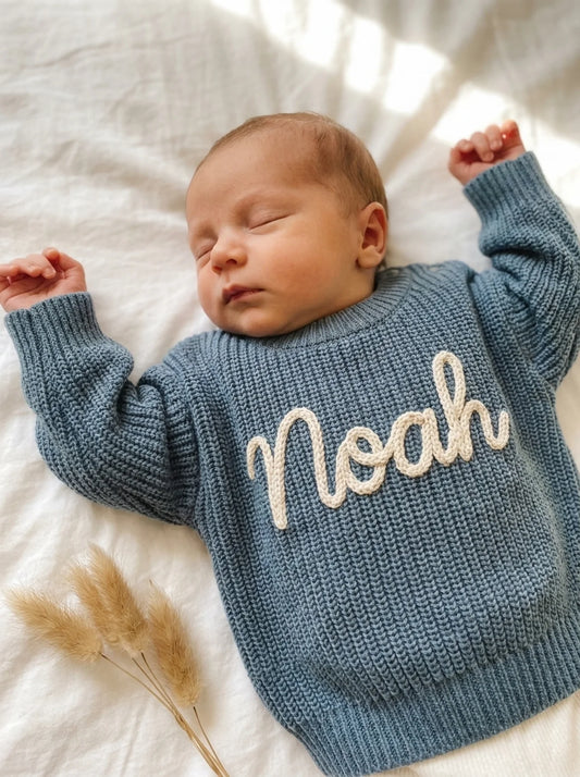 Personalised Baby Knit Sweater | Jersey & Romper